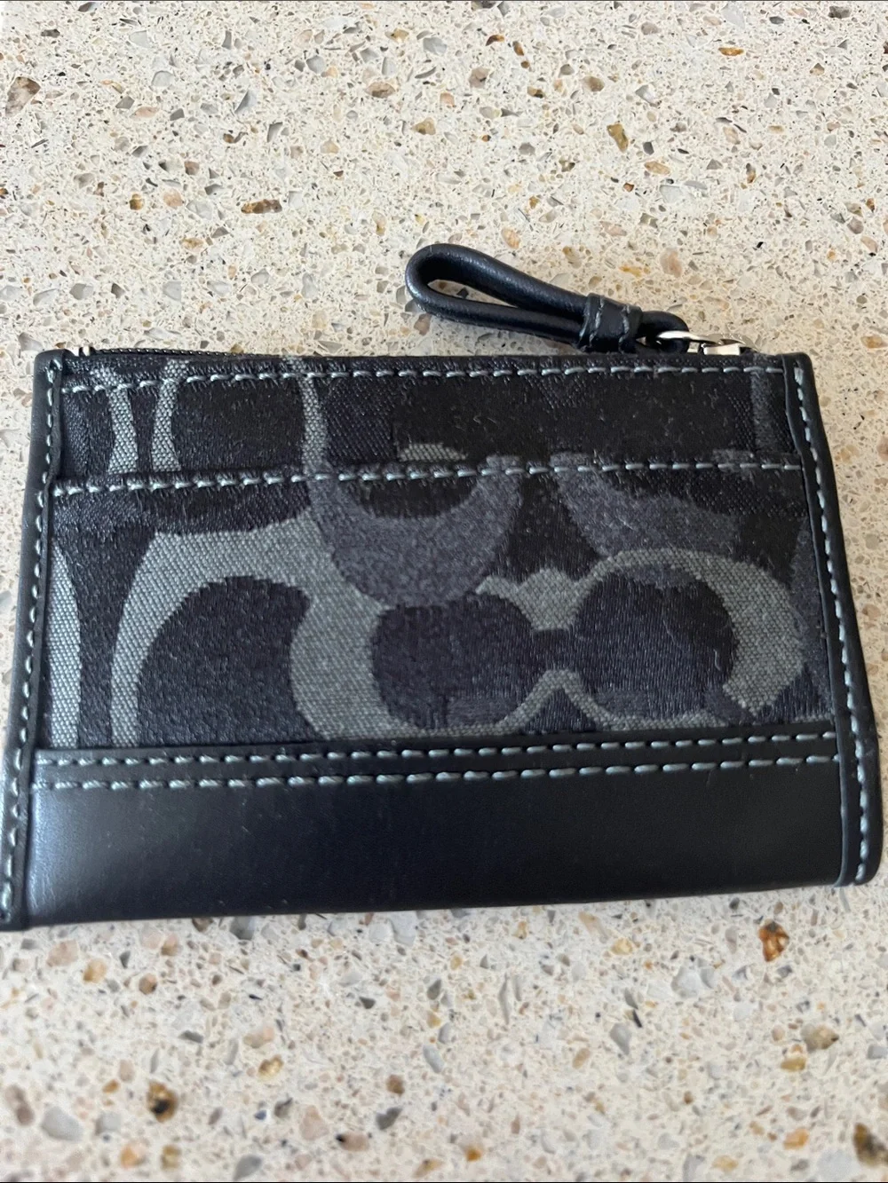 Coach Vintage logo Black and Gray Signature Mini Wallet with Key Chain